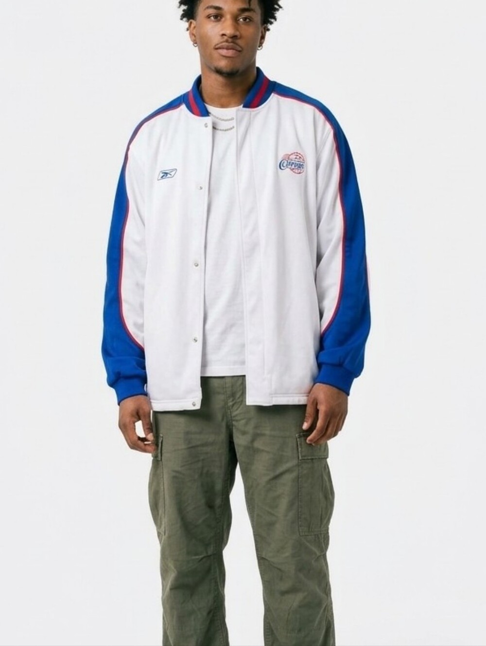 Vintage 2004-05 Reebok LA Clippers NBA On-Court Warm Up Jacket White Size L Men